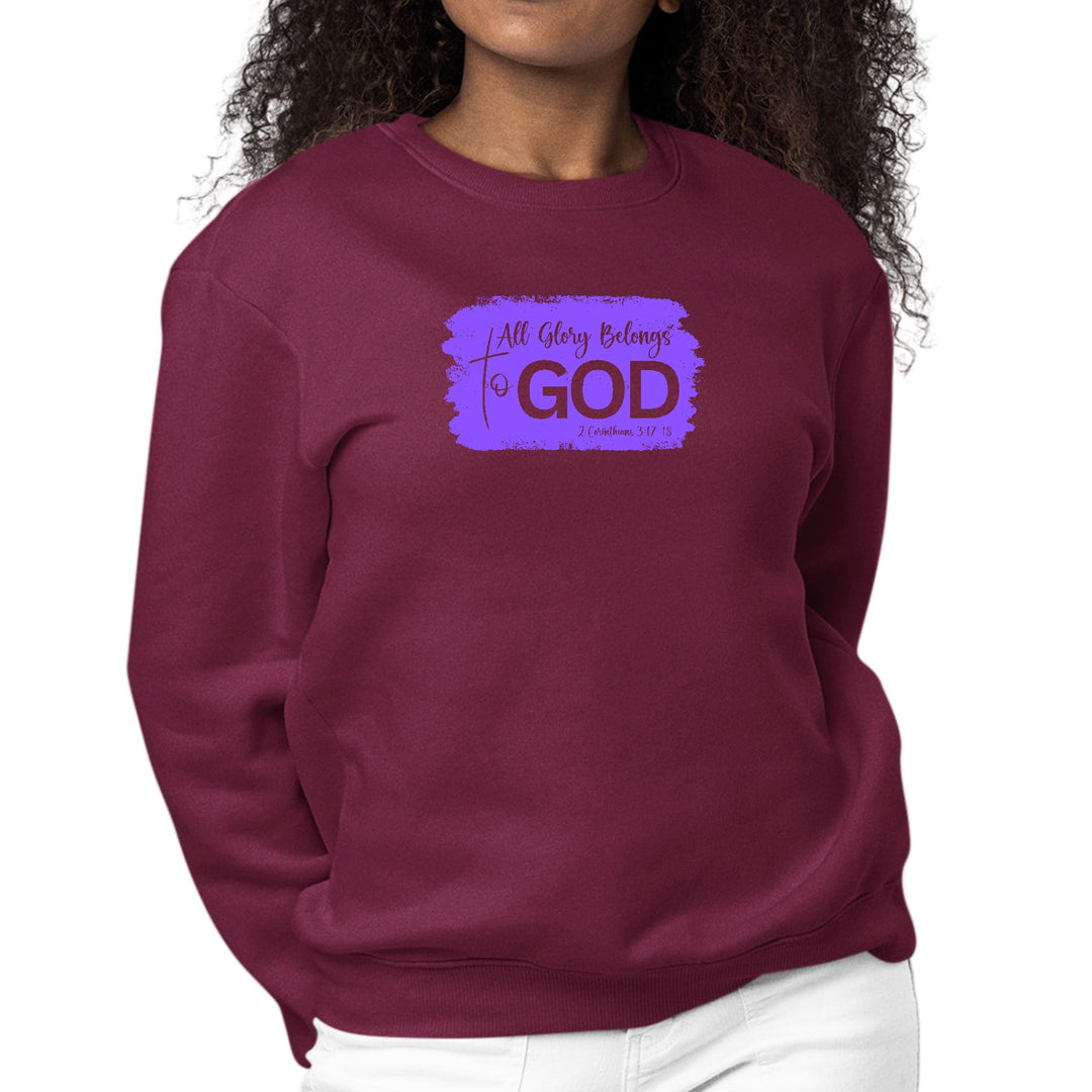 Womens Graphic Sweatshirt All Glory Belongs to God - Lavender
