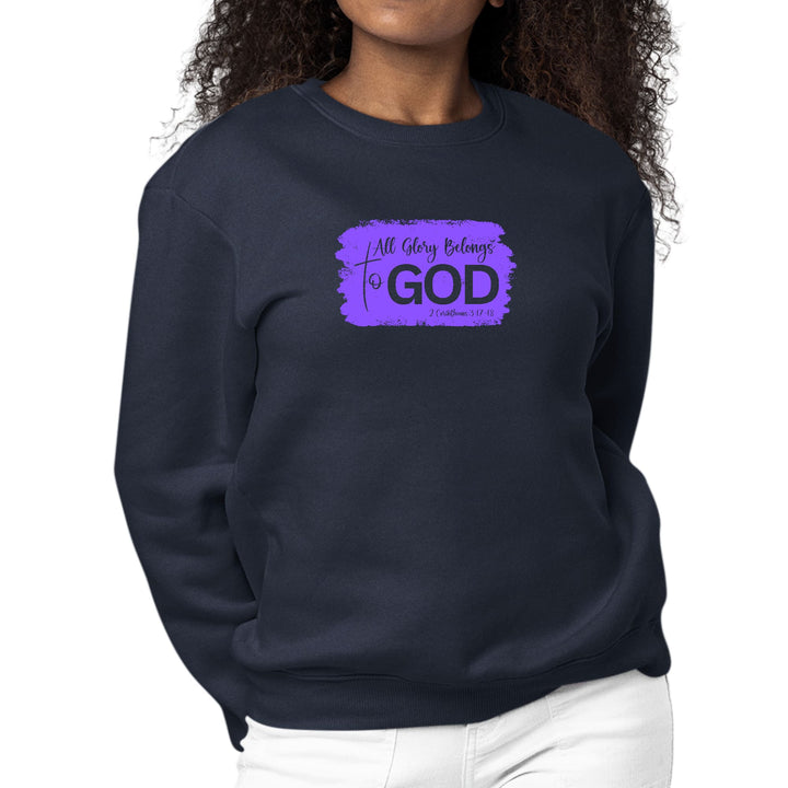 Womens Graphic Sweatshirt All Glory Belongs to God - Lavender