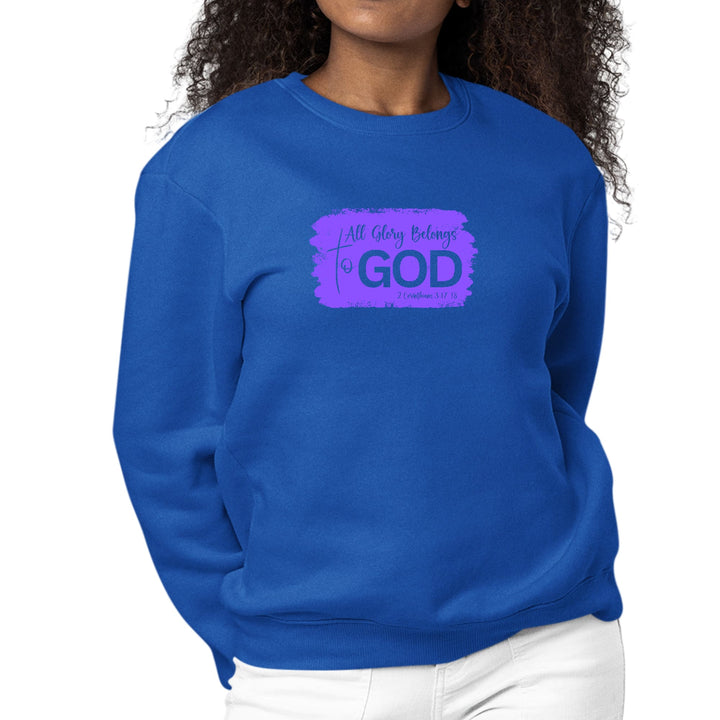 Womens Graphic Sweatshirt All Glory Belongs to God - Lavender