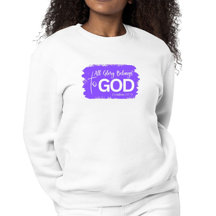 Womens Graphic Sweatshirt All Glory Belongs to God - Lavender