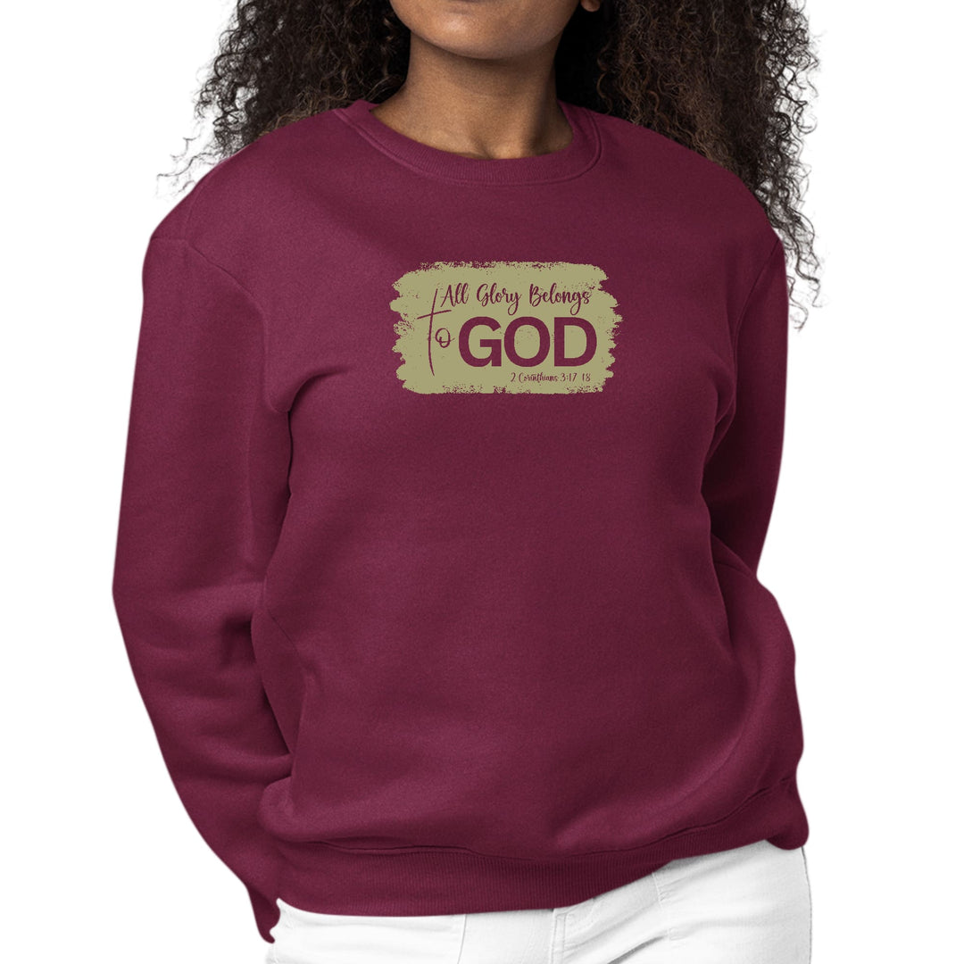 Womens Graphic Sweatshirt All Glory Belongs to God Olive Green - Womens