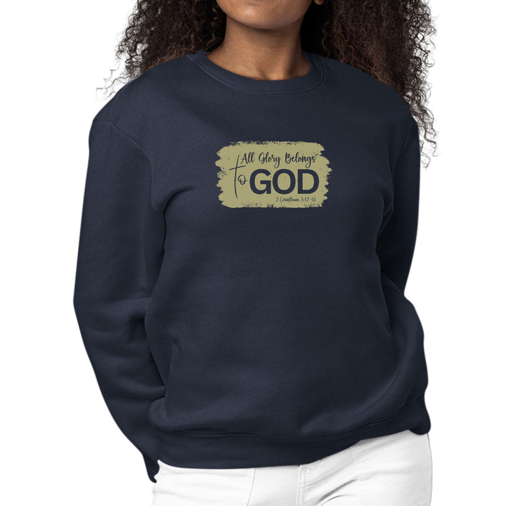 Womens Graphic Sweatshirt All Glory Belongs to God Olive Green - Womens