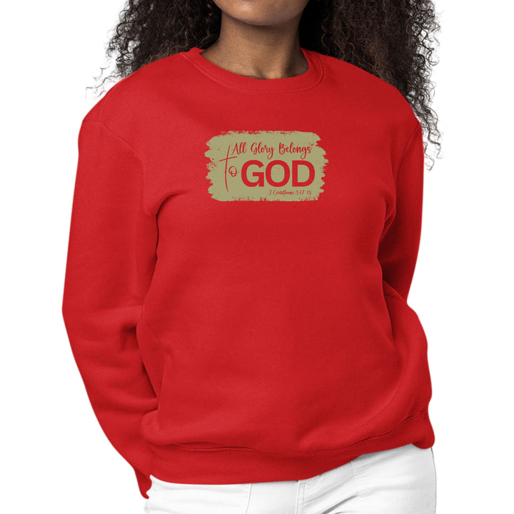 Womens Graphic Sweatshirt All Glory Belongs to God Olive Green - Womens