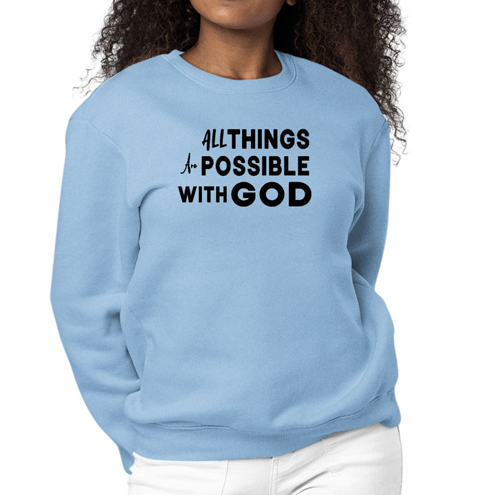 Womens Graphic Sweatshirt All Things are Possible with God Black - Womens