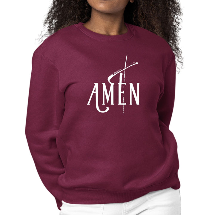 Womens Graphic Sweatshirt Amen White Print - Womens | Sweatshirts