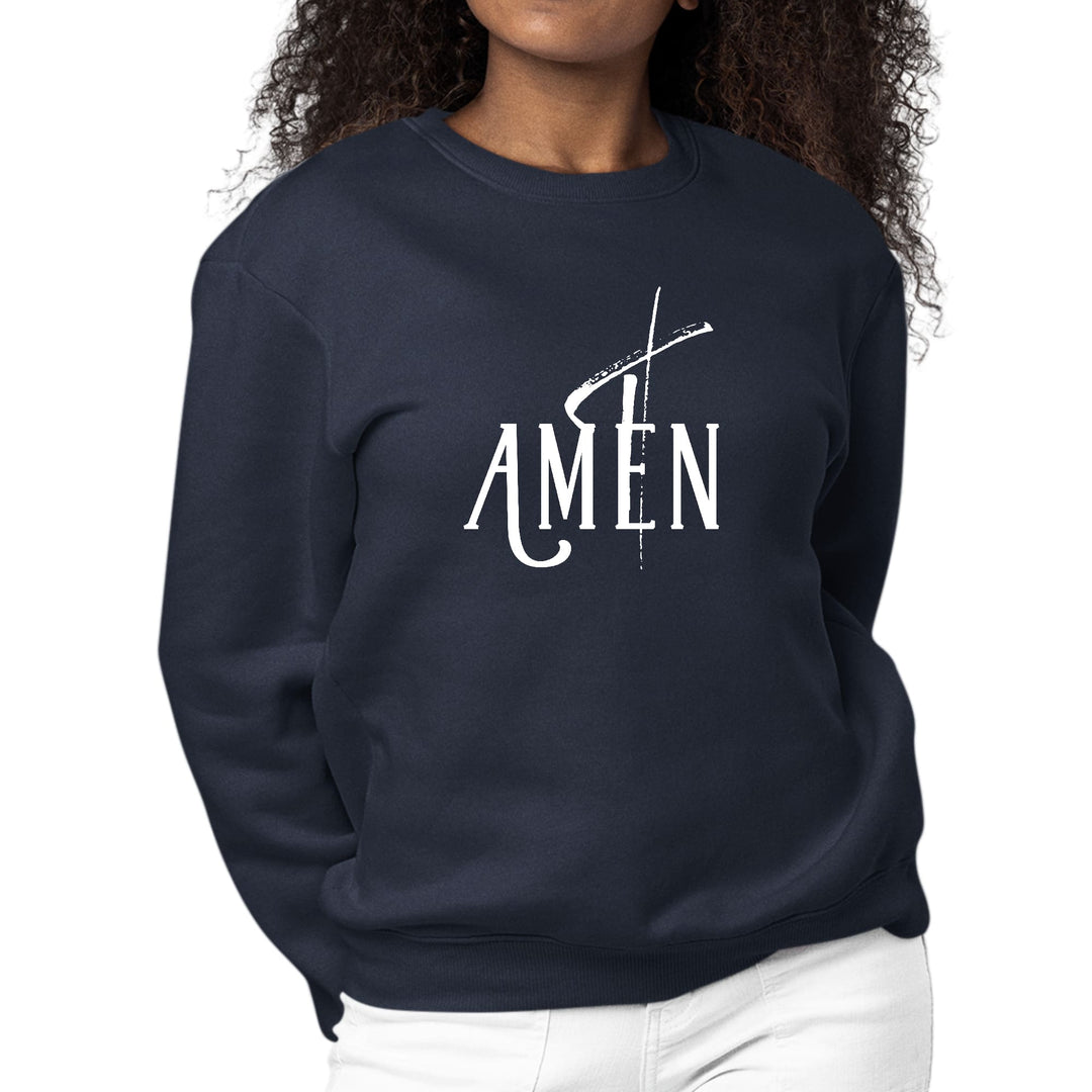 Womens Graphic Sweatshirt Amen White Print - Womens | Sweatshirts