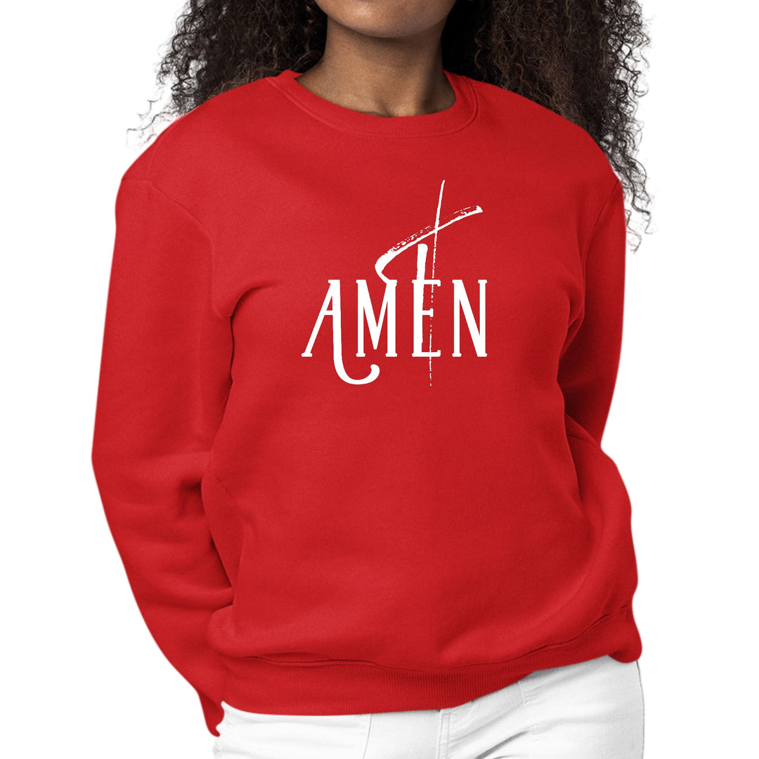 Womens Graphic Sweatshirt Amen White Print - Womens | Sweatshirts