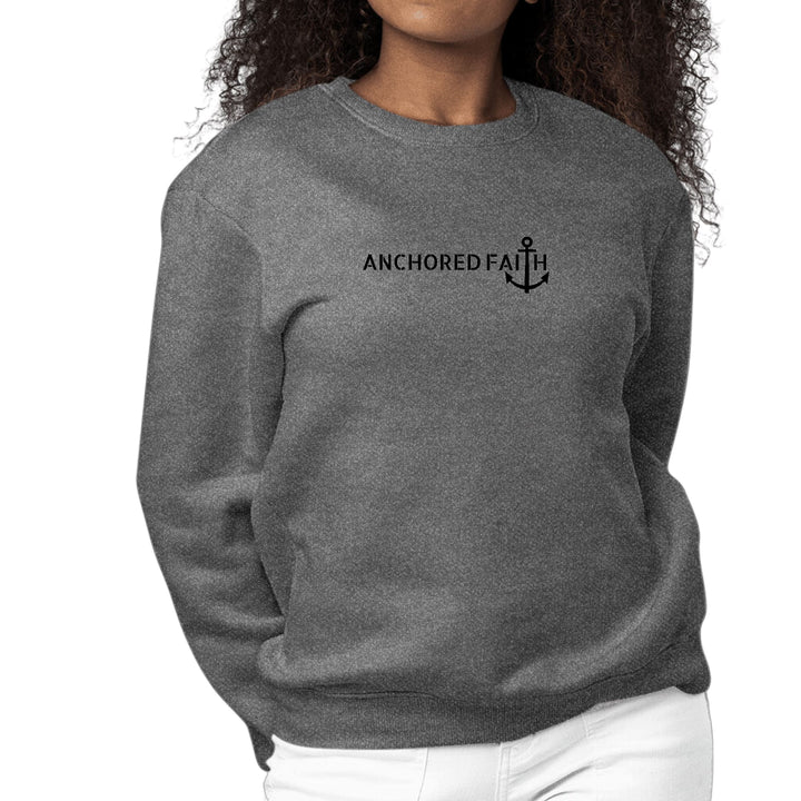 Womens Graphic Sweatshirt Anchored Faith Black Print - Womens | Sweatshirts