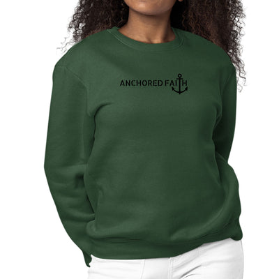 Womens Graphic Sweatshirt Anchored Faith Black Print - Sweatshirts