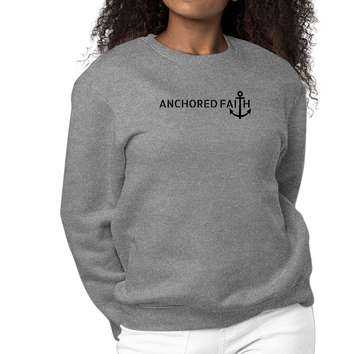 Womens Graphic Sweatshirt Anchored Faith Black Print - Womens | Sweatshirts