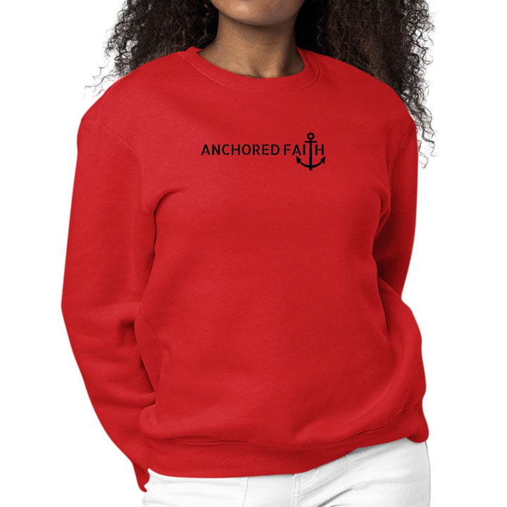 Womens Graphic Sweatshirt Anchored Faith Black Print - Womens | Sweatshirts