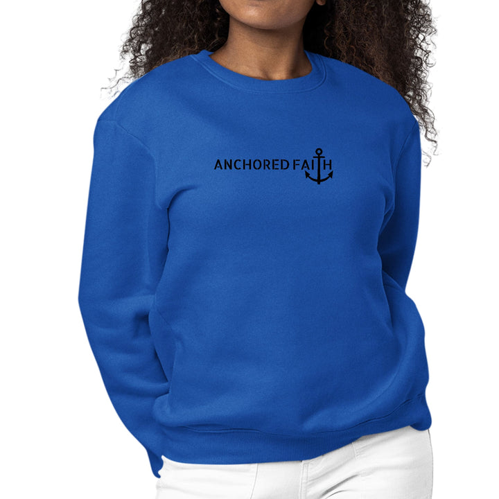 Womens Graphic Sweatshirt Anchored Faith Black Print - Womens | Sweatshirts