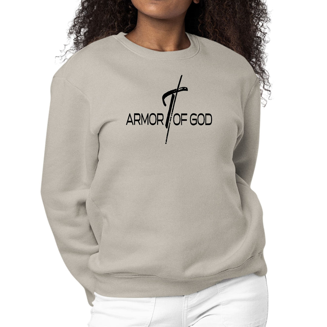 Womens Graphic Sweatshirt Armor of God Black Illustration - Womens | Sweatshirts