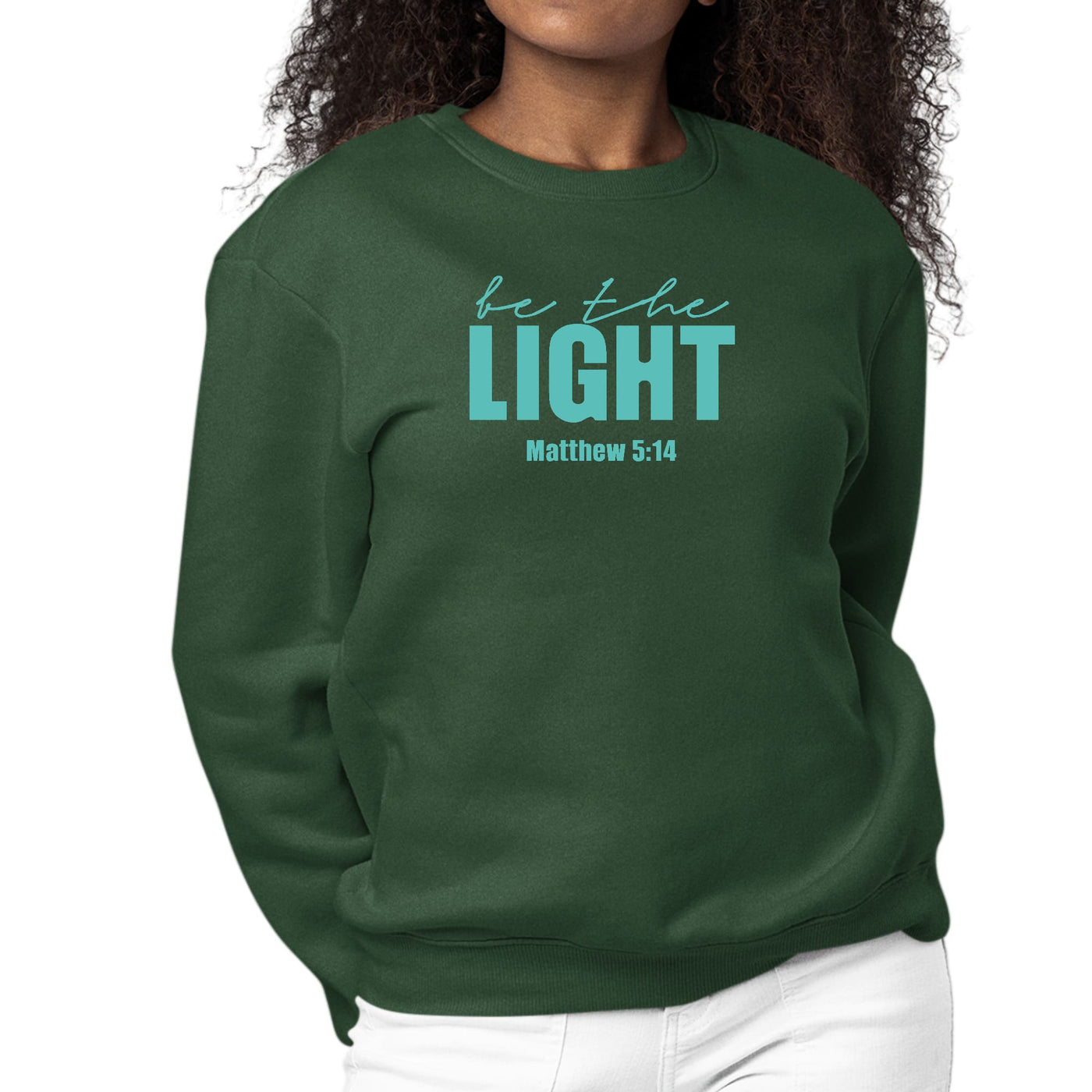 Womens Graphic Sweatshirt Be The Light Print - Sweatshirts
