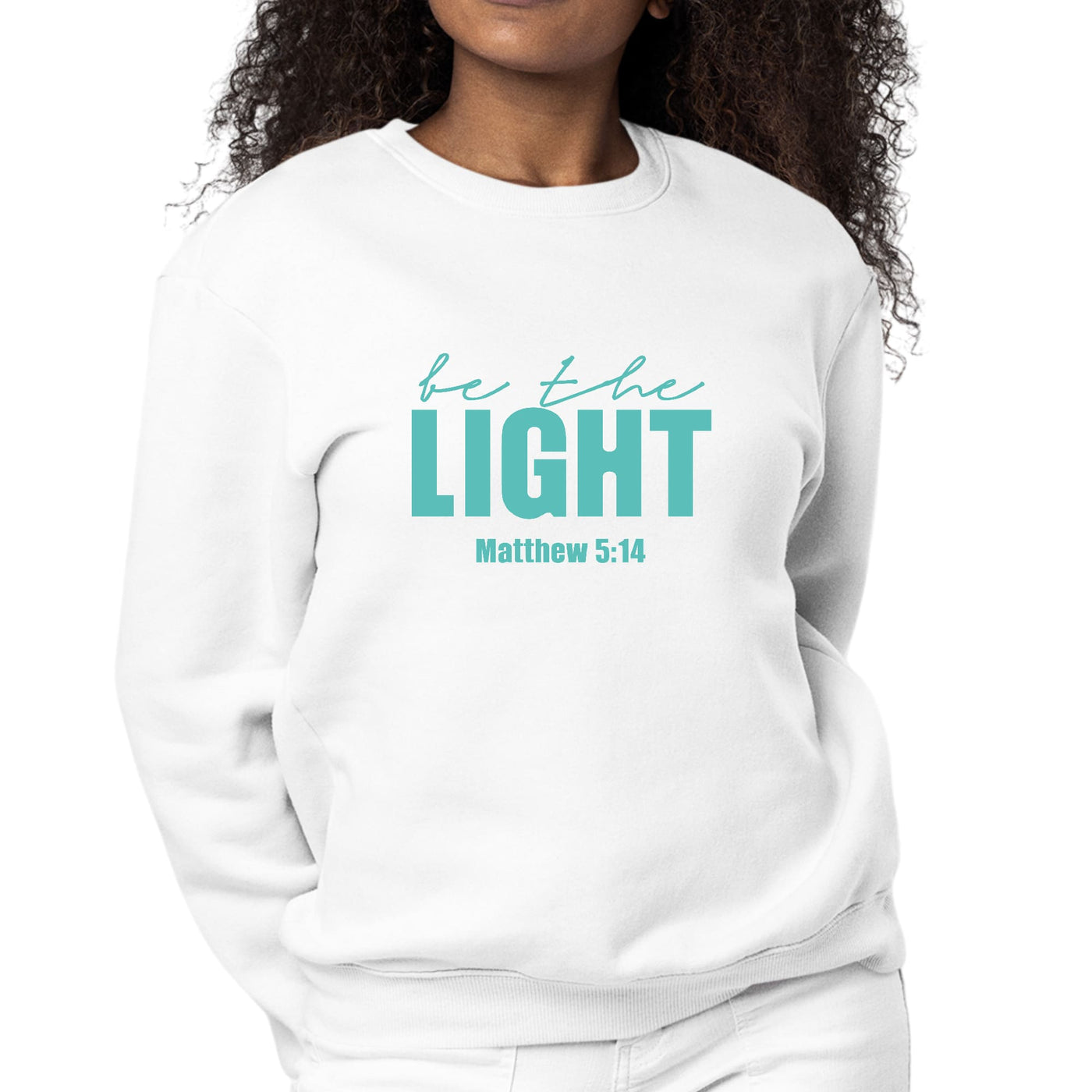 Womens Graphic Sweatshirt Be The Light Print - Sweatshirts