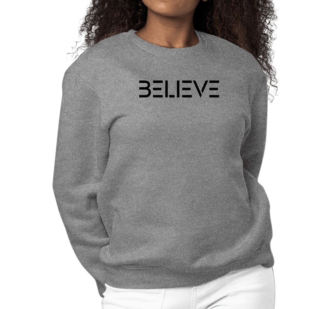 Womens Graphic Sweatshirt Believe Black Print - Womens | Sweatshirts