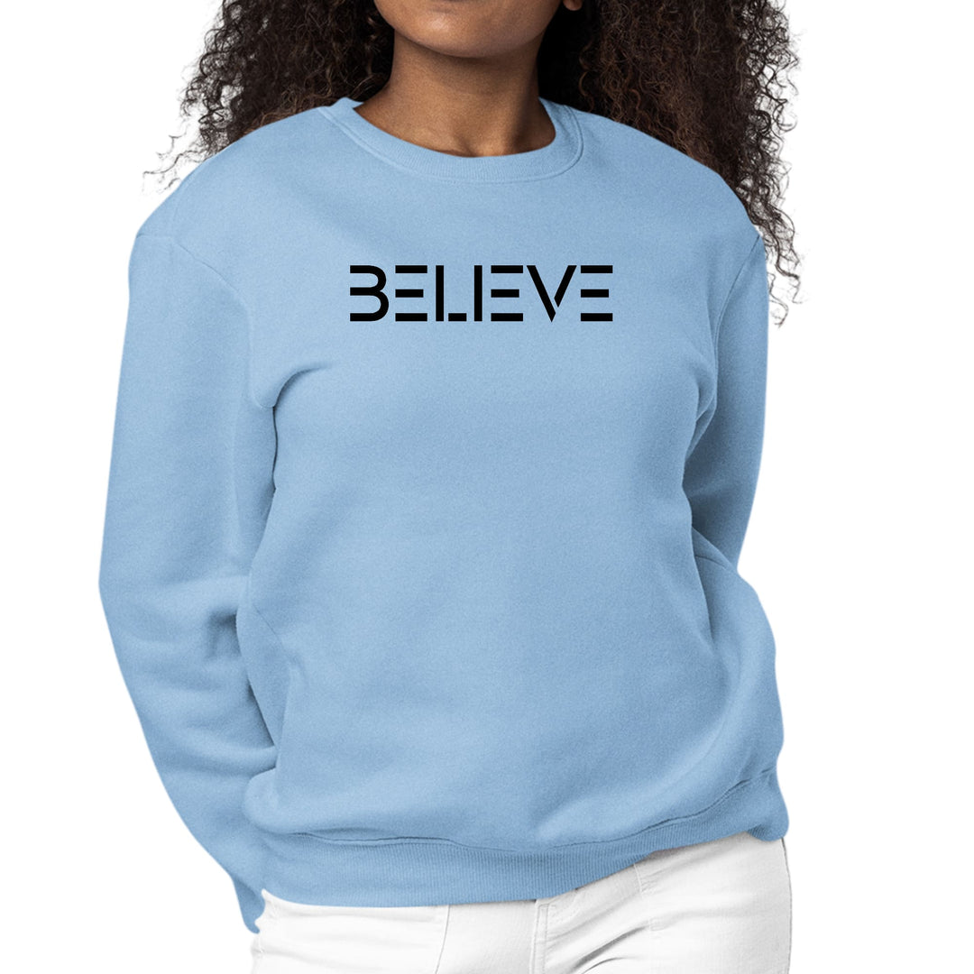 Womens Graphic Sweatshirt Believe Black Print - Womens | Sweatshirts