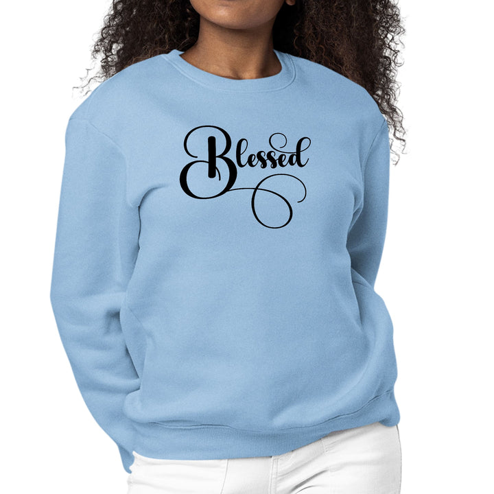 Womens Graphic Sweatshirt Blessed Black Graphic Illustration - Womens