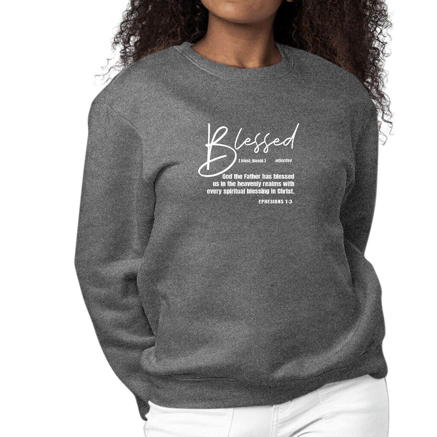 Womens Graphic Sweatshirt Blessed In Christ - Womens | Sweatshirts