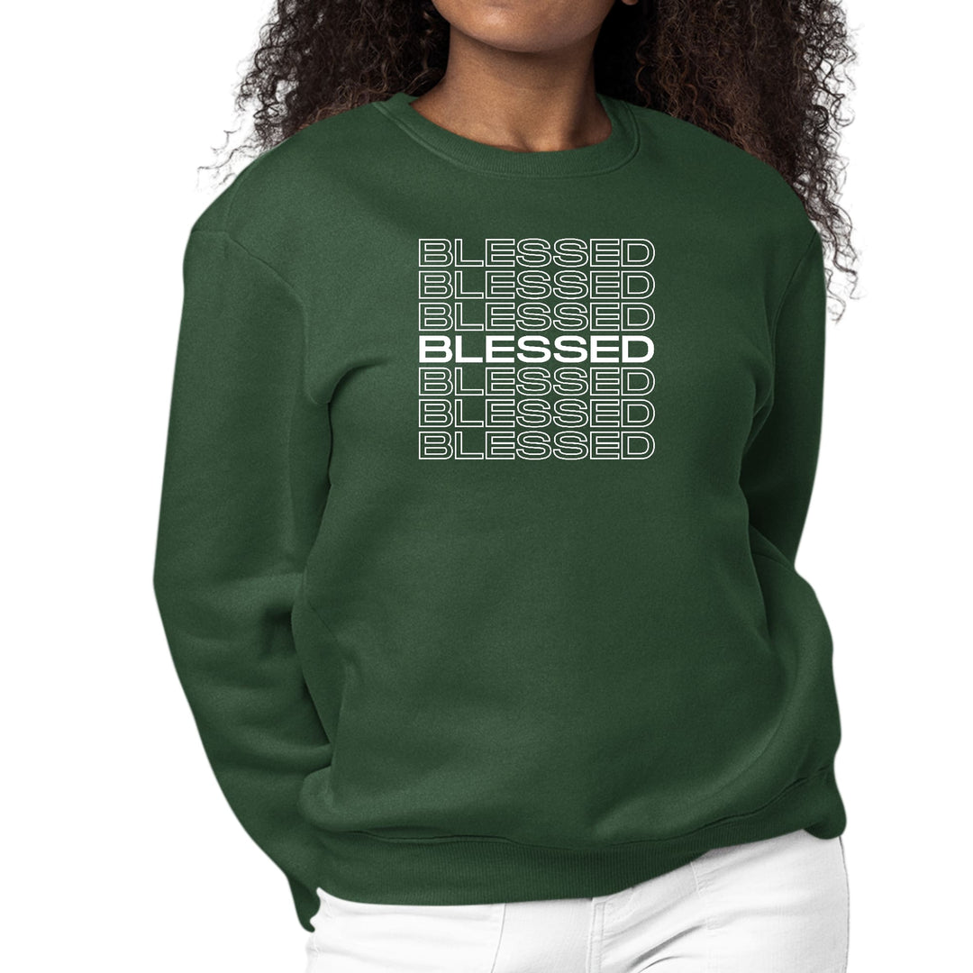 Womens Graphic Sweatshirt Blessed Stacked Print - Womens | Sweatshirts