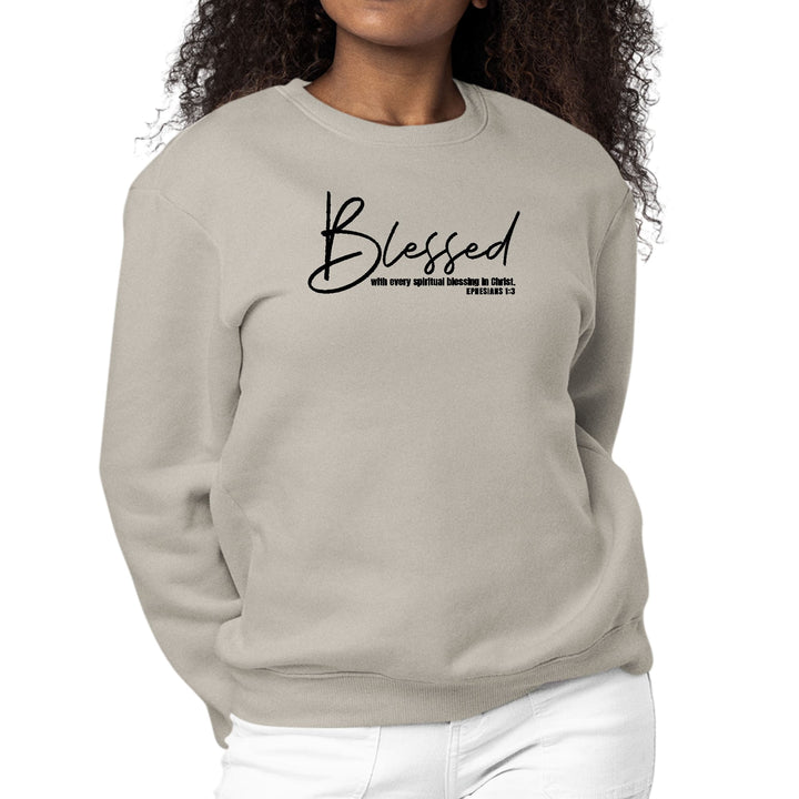 Womens Graphic Sweatshirt Blessed with Every Spiritual Blessing Black