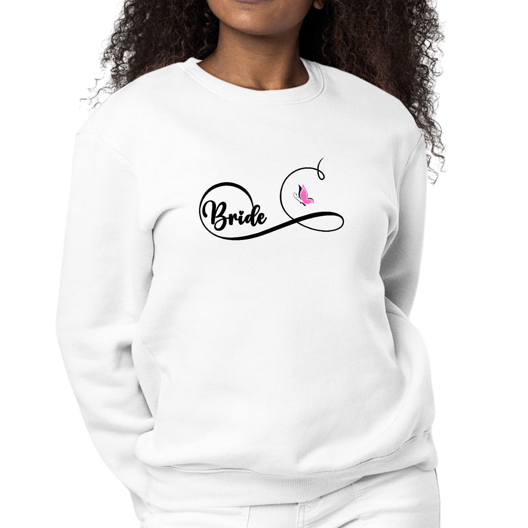 Womens Graphic Sweatshirt Bride - Wedding Bridal Butterfly - Womens