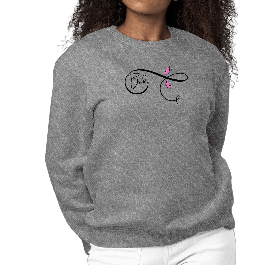 Womens Graphic Sweatshirt Bride - Wedding Bridal Pink Butterfly - Womens