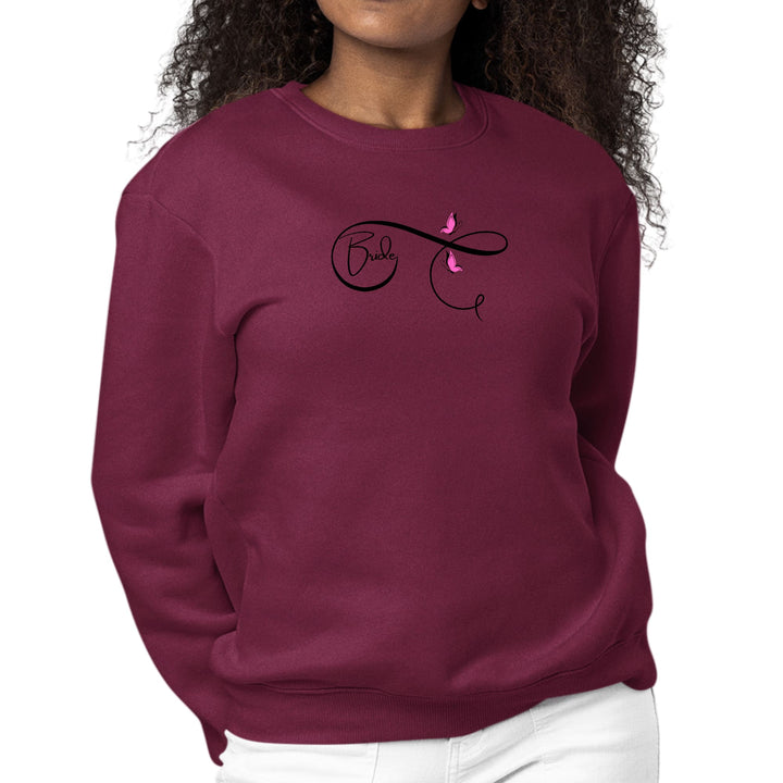 Womens Graphic Sweatshirt Bride - Wedding Bridal Pink Butterfly - Womens