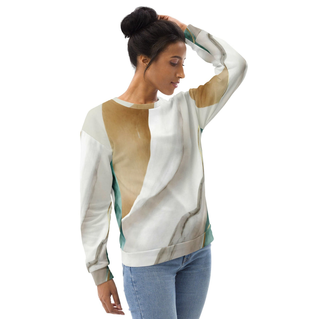 Womens Graphic Sweatshirt Cream and White Marbled Pattern - Womens