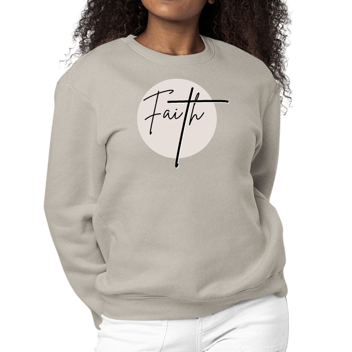 Womens Graphic Sweatshirt Faith - Christian Affirmation - Black - Womens