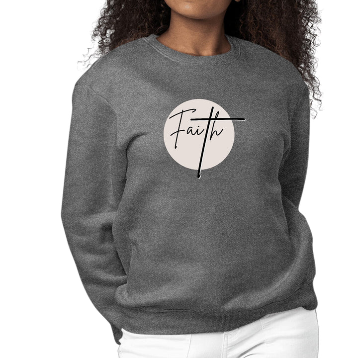 Womens Graphic Sweatshirt Faith - Christian Affirmation - Black - Womens