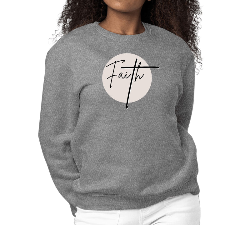 Womens Graphic Sweatshirt Faith - Christian Affirmation - Black - Womens