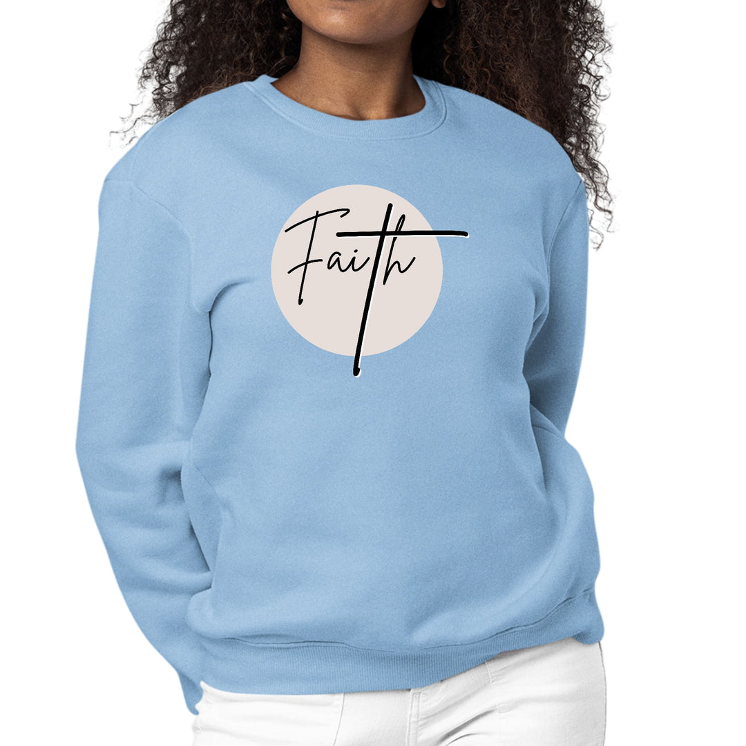 Womens Graphic Sweatshirt Faith - Christian Affirmation - Black - Womens