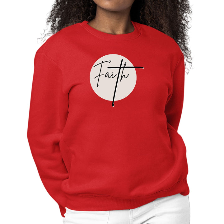 Womens Graphic Sweatshirt Faith - Christian Affirmation - Black - Womens