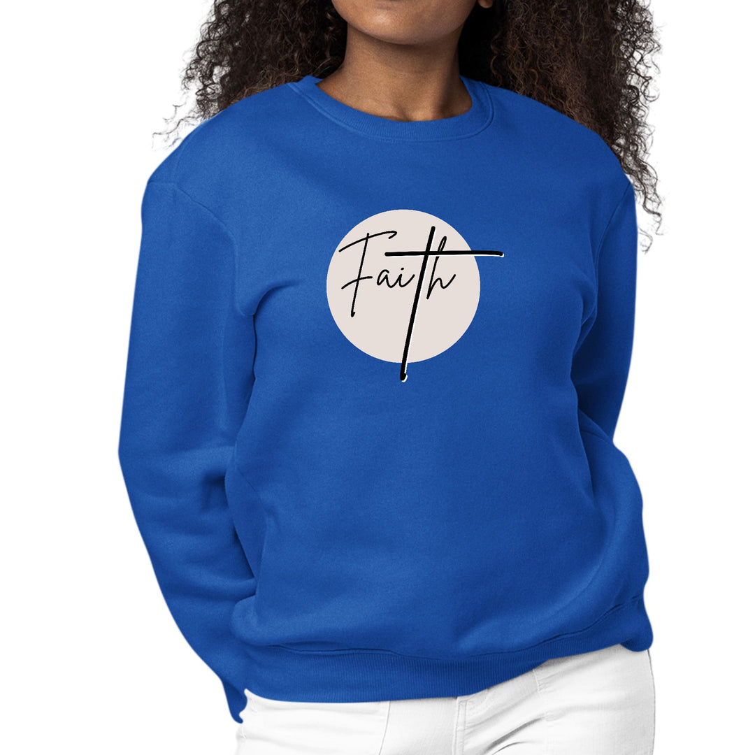 Womens Graphic Sweatshirt Faith - Christian Affirmation - Black - Womens