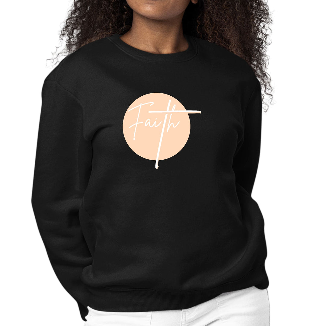 Womens Graphic Sweatshirt Faith - Christian Affirmation - Peach - Womens