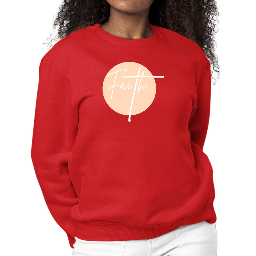 Womens Graphic Sweatshirt Faith - Christian Affirmation - Peach - Womens