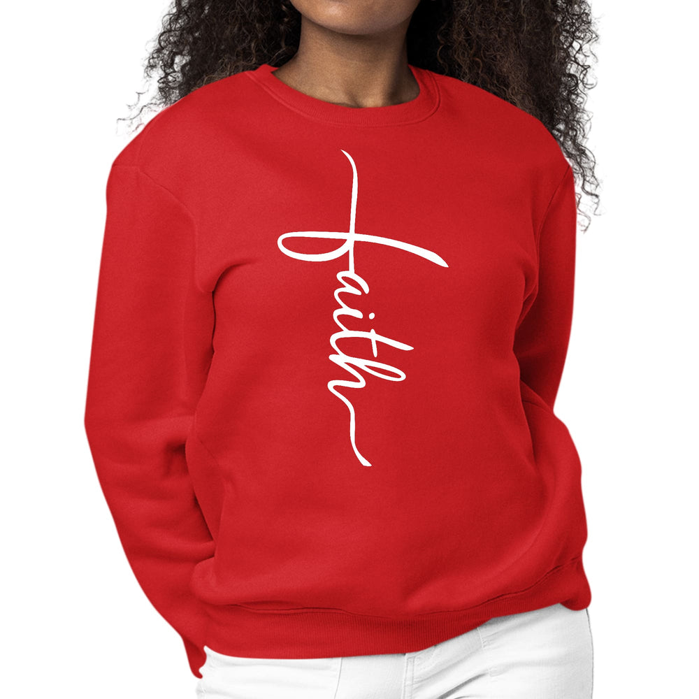 Womens Graphic Sweatshirt Faith Script Cross Illustration - Womens | Sweatshirts