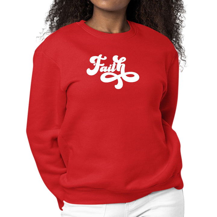 Womens Graphic Sweatshirt Faith Script Illustration - Womens | Sweatshirts