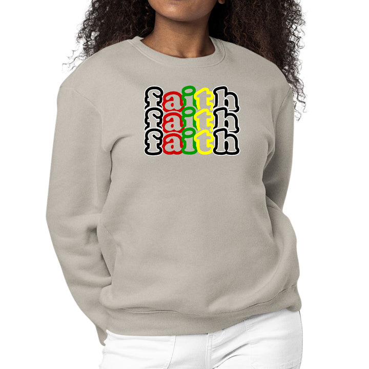 Womens Graphic Sweatshirt Faith Stack Multicolor Black Illustration - Womens