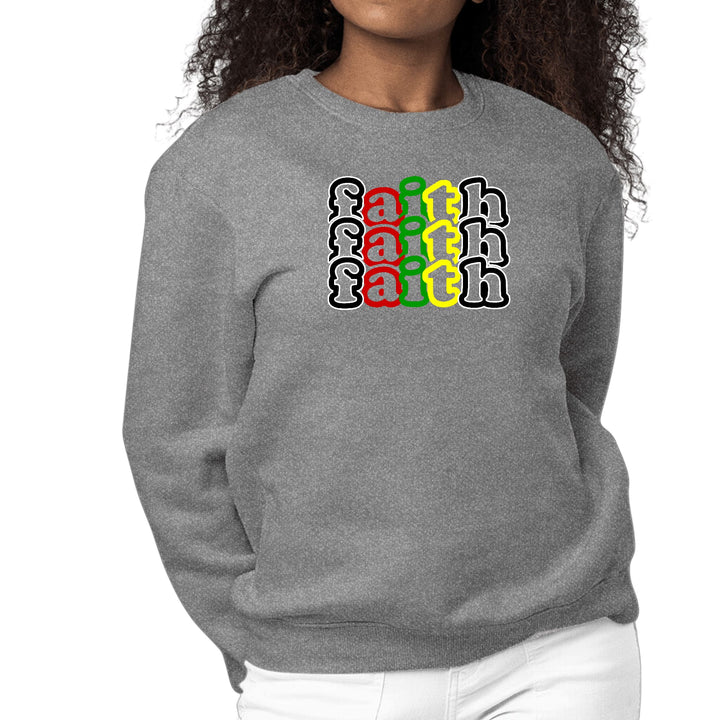 Womens Graphic Sweatshirt Faith Stack Multicolor Black Illustration - Womens