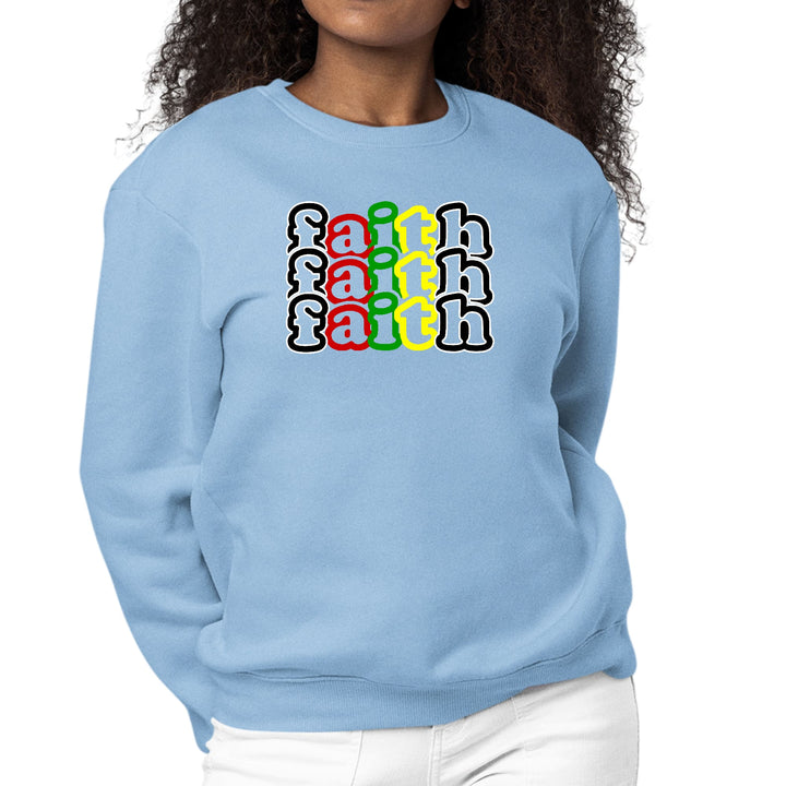 Womens Graphic Sweatshirt Faith Stack Multicolor Black Illustration - Womens