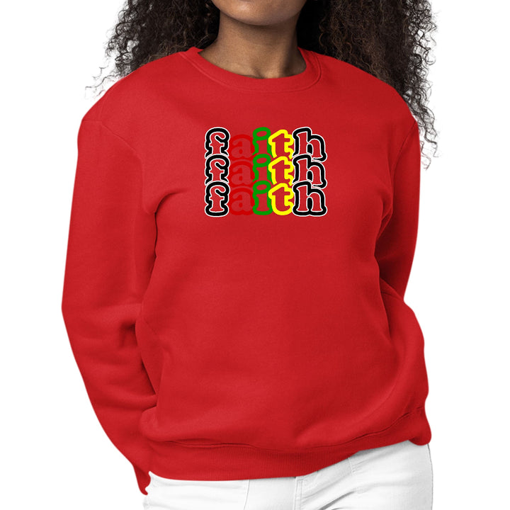 Womens Graphic Sweatshirt Faith Stack Multicolor Black Illustration - Womens