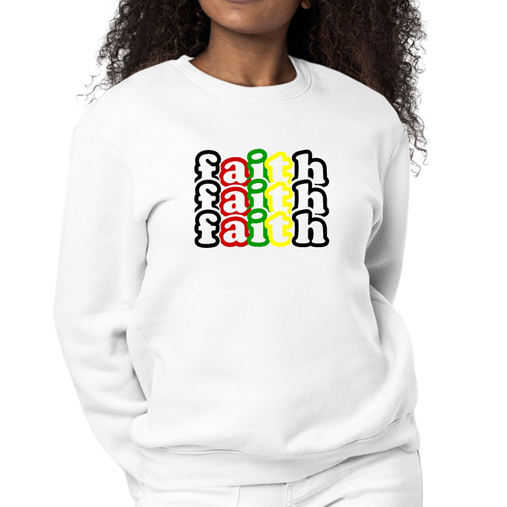 Womens Graphic Sweatshirt Faith Stack Multicolor Black Illustration - Womens