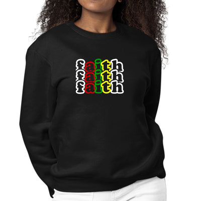 Womens Graphic Sweatshirt Faith Stack Multicolor Illustration - Womens