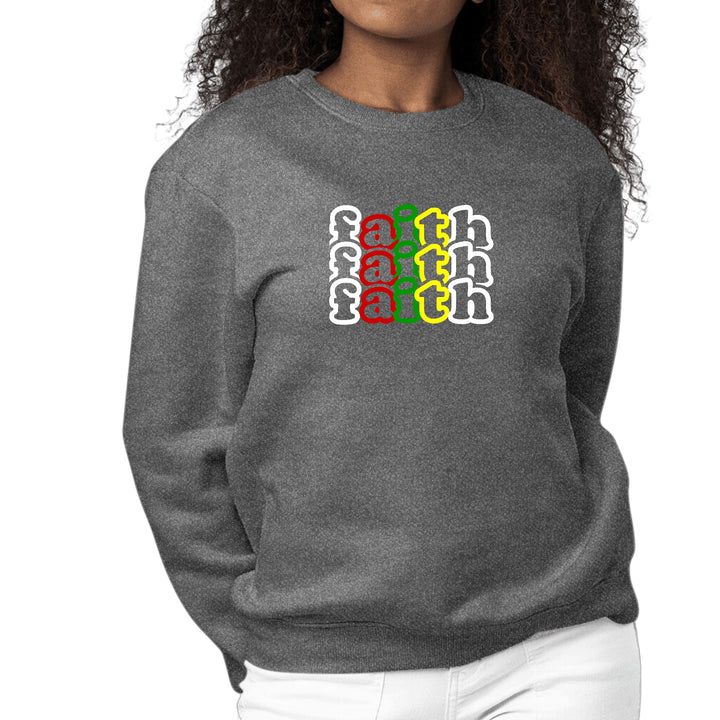 Womens Graphic Sweatshirt Faith Stack Multicolor Illustration - Womens