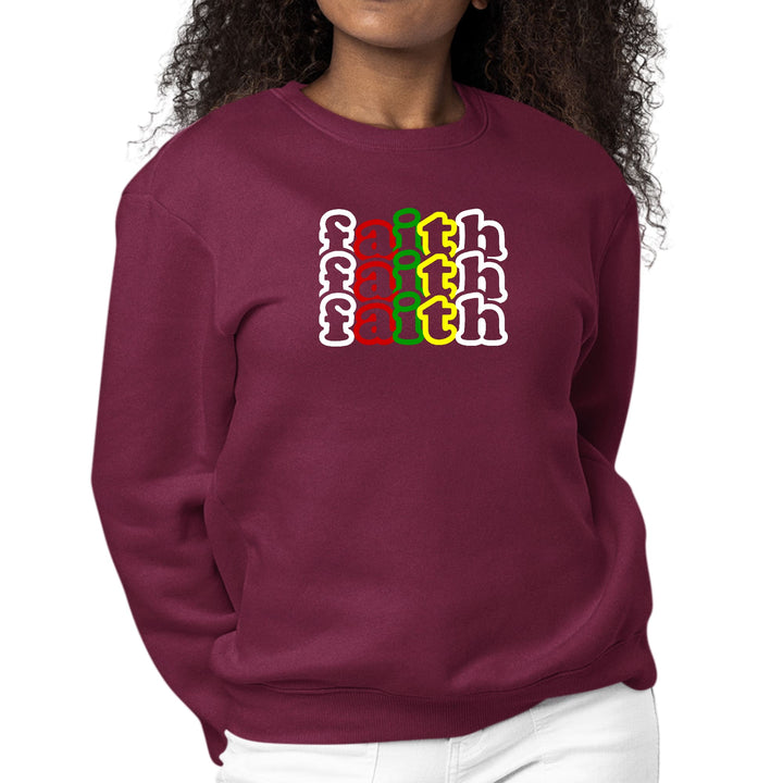 Womens Graphic Sweatshirt Faith Stack Multicolor Illustration - Womens