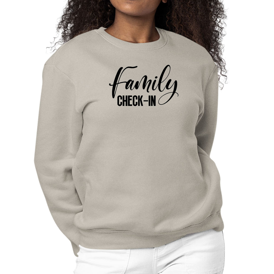 Womens Graphic Sweatshirt Family Check-in Illustration - Womens | Sweatshirts