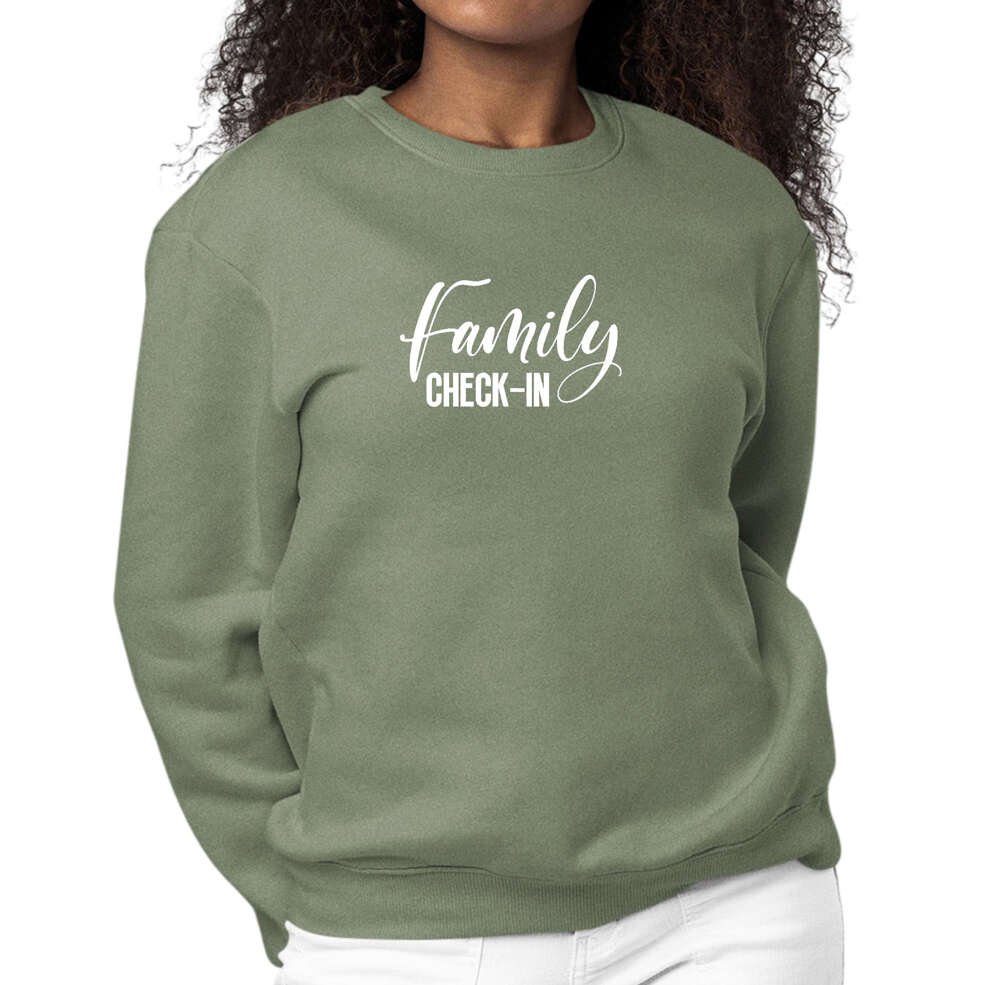 Womens Graphic Sweatshirt Family Check-in Illustration - Womens | Sweatshirts
