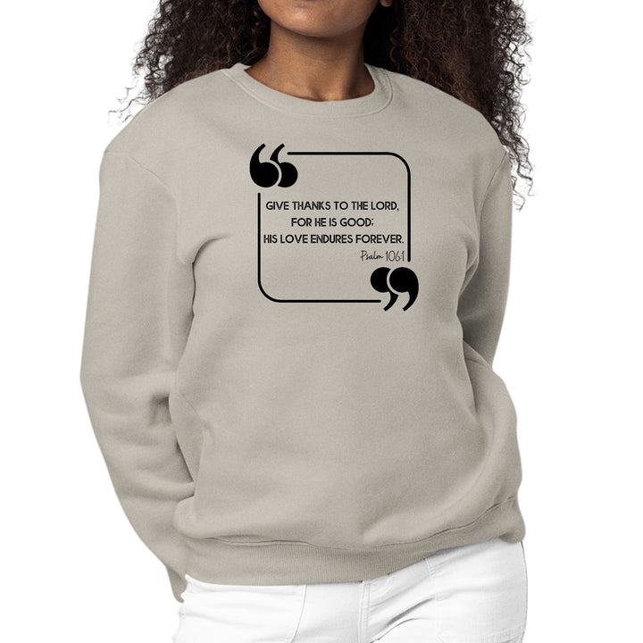 Womens Graphic Sweatshirt Give Thanks to the Lord Black Illustration - Womens